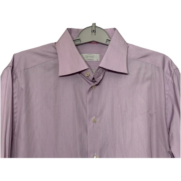 Etón Other - Eton Contemporary Dress Shirt Mens Large Blue Red Striped Button Up 41 16 Pink